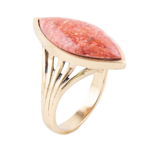 Bague dorée corail orange éponge Spark