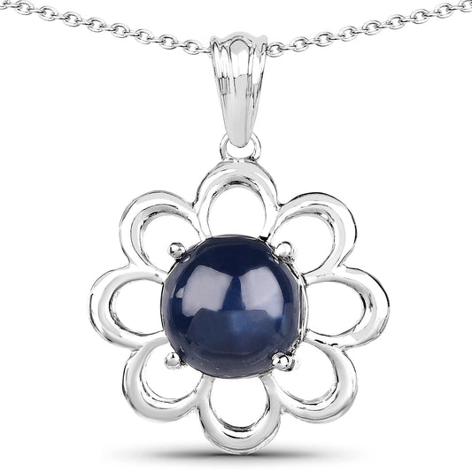 4.65 Karat Echter Blauer Saphir .925 Sterling Silber Anhänger