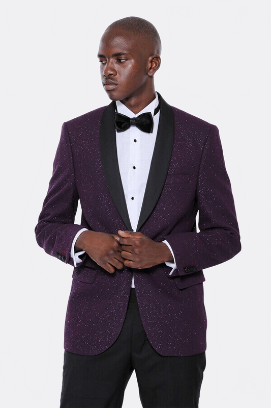 Burgundy Shawl Lapel Tuxedo Jacket - Wessi