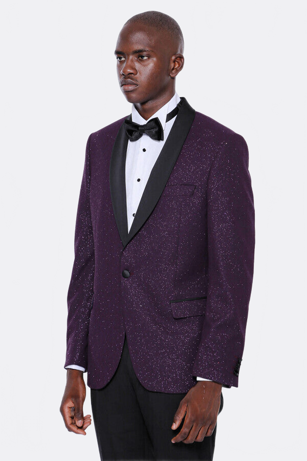 Burgundy Shawl Lapel Tuxedo Jacket - Wessi
