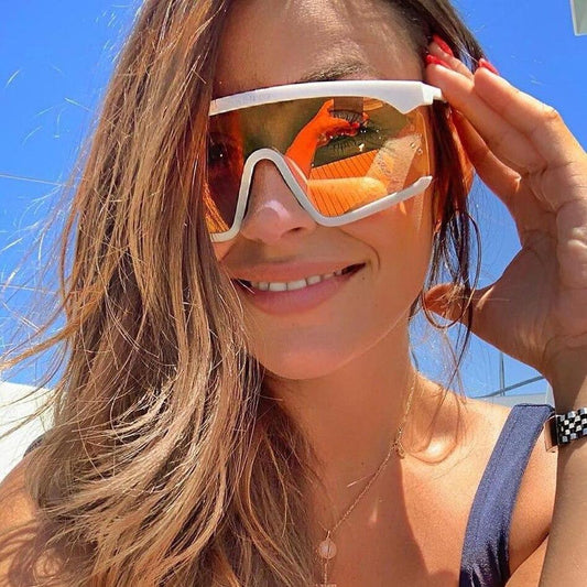 Oversized Shield Sunglasses for Women Men Square Rimless Fashion Shades Sunglasses For Women & Men Elegant Shades For Women Popular Oversized Festival Trendy Sunglasses For Men & Women
