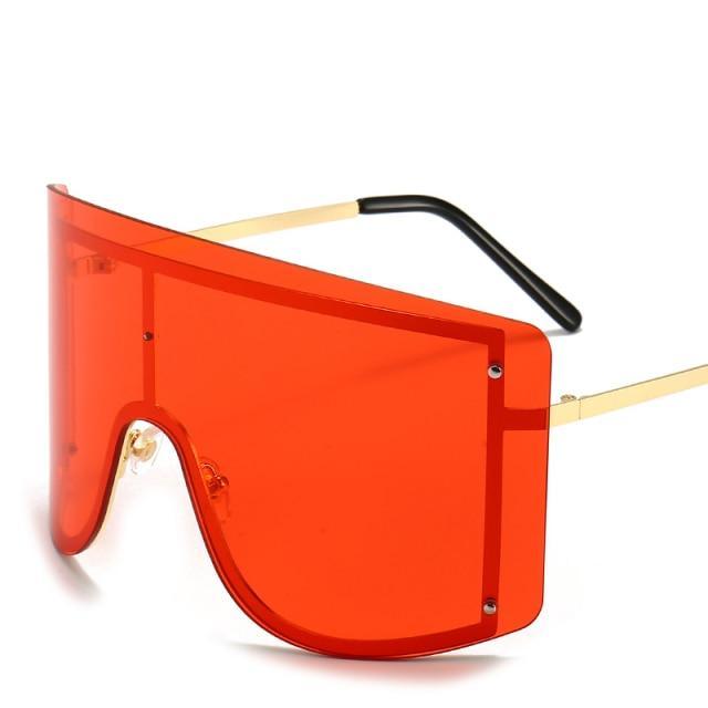 Oversized Women Blue & Yellow Gradient Sunglasses  Fashionable Rimless In Metal For Female New Shades Personality Eyewear