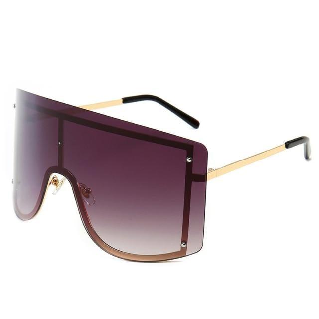 Oversized Women Blue & Yellow Gradient Sunglasses  Fashionable Rimless In Metal For Female New Shades Personality Eyewear
