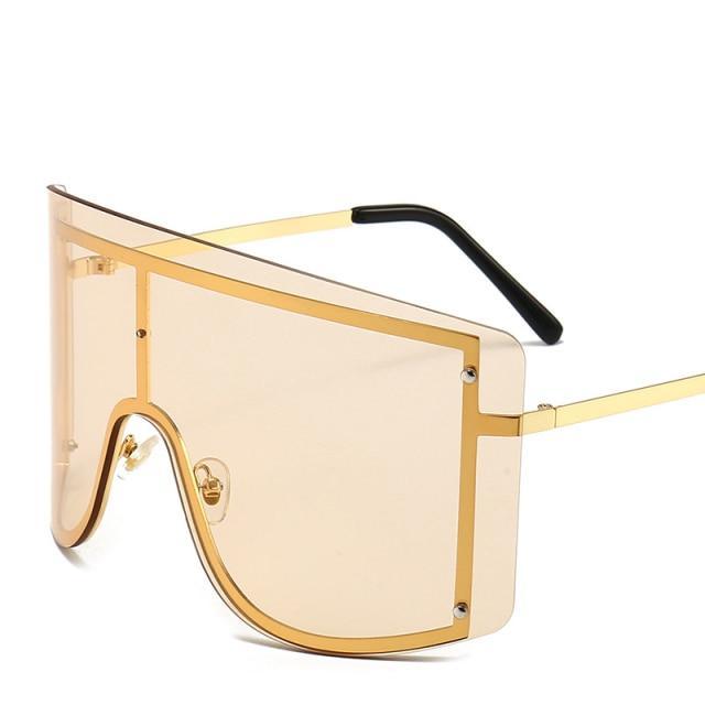 Oversized Women Blue & Yellow Gradient Sunglasses  Fashionable Rimless In Metal For Female New Shades Personality Eyewear