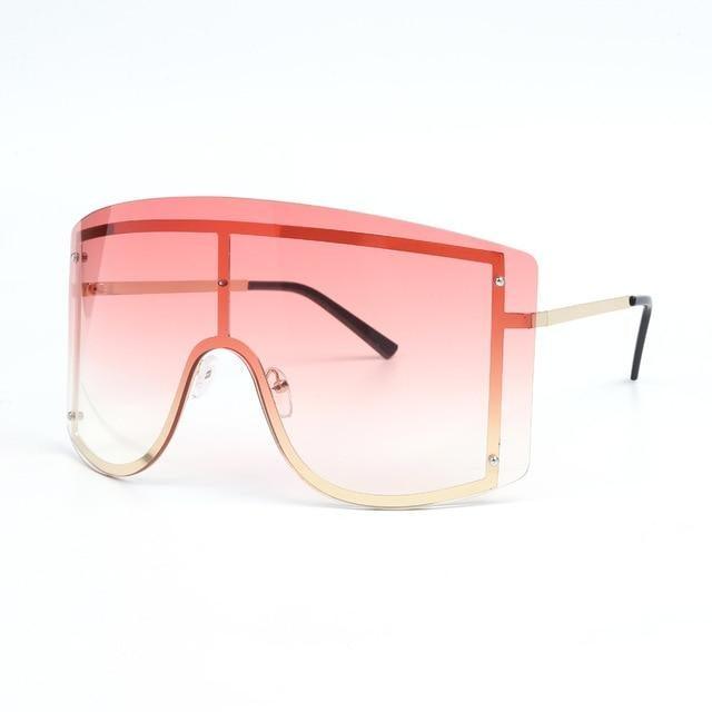 Oversized Women Blue & Yellow Gradient Sunglasses  Fashionable Rimless In Metal For Female New Shades Personality Eyewear