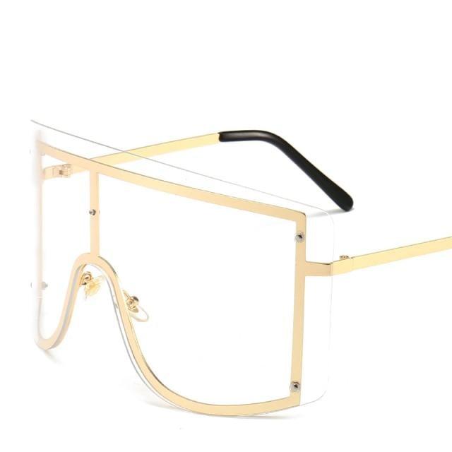Oversized Women Blue & Yellow Gradient Sunglasses  Fashionable Rimless In Metal For Female New Shades Personality Eyewear