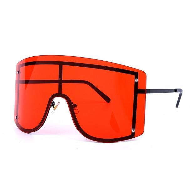 Oversized Women Blue & Yellow Gradient Sunglasses  Fashionable Rimless In Metal For Female New Shades Personality Eyewear