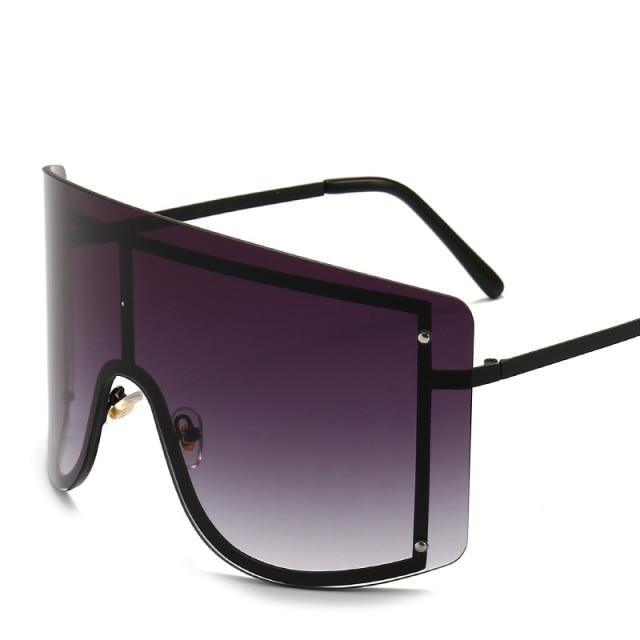 Oversized Women Blue & Yellow Gradient Sunglasses  Fashionable Rimless In Metal For Female New Shades Personality Eyewear