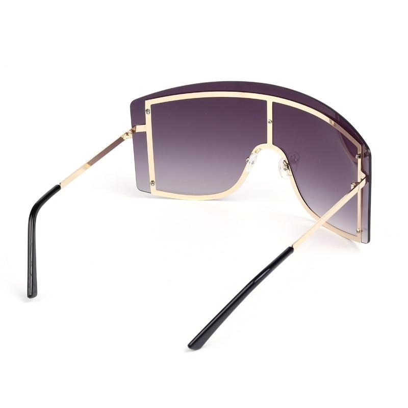 Oversized Women Blue & Yellow Gradient Sunglasses  Fashionable Rimless In Metal For Female New Shades Personality Eyewear