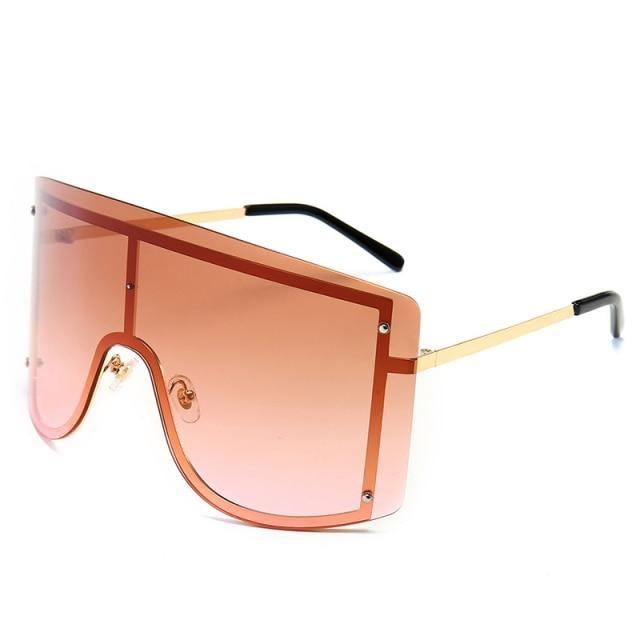 Oversized Women Blue & Yellow Gradient Sunglasses  Fashionable Rimless In Metal For Female New Shades Personality Eyewear
