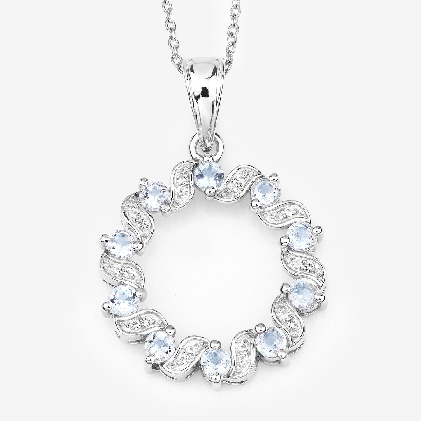 1,10 Karat echter Aquamarin und weißer Topas, Anhänger aus 925er Sterlingsilber