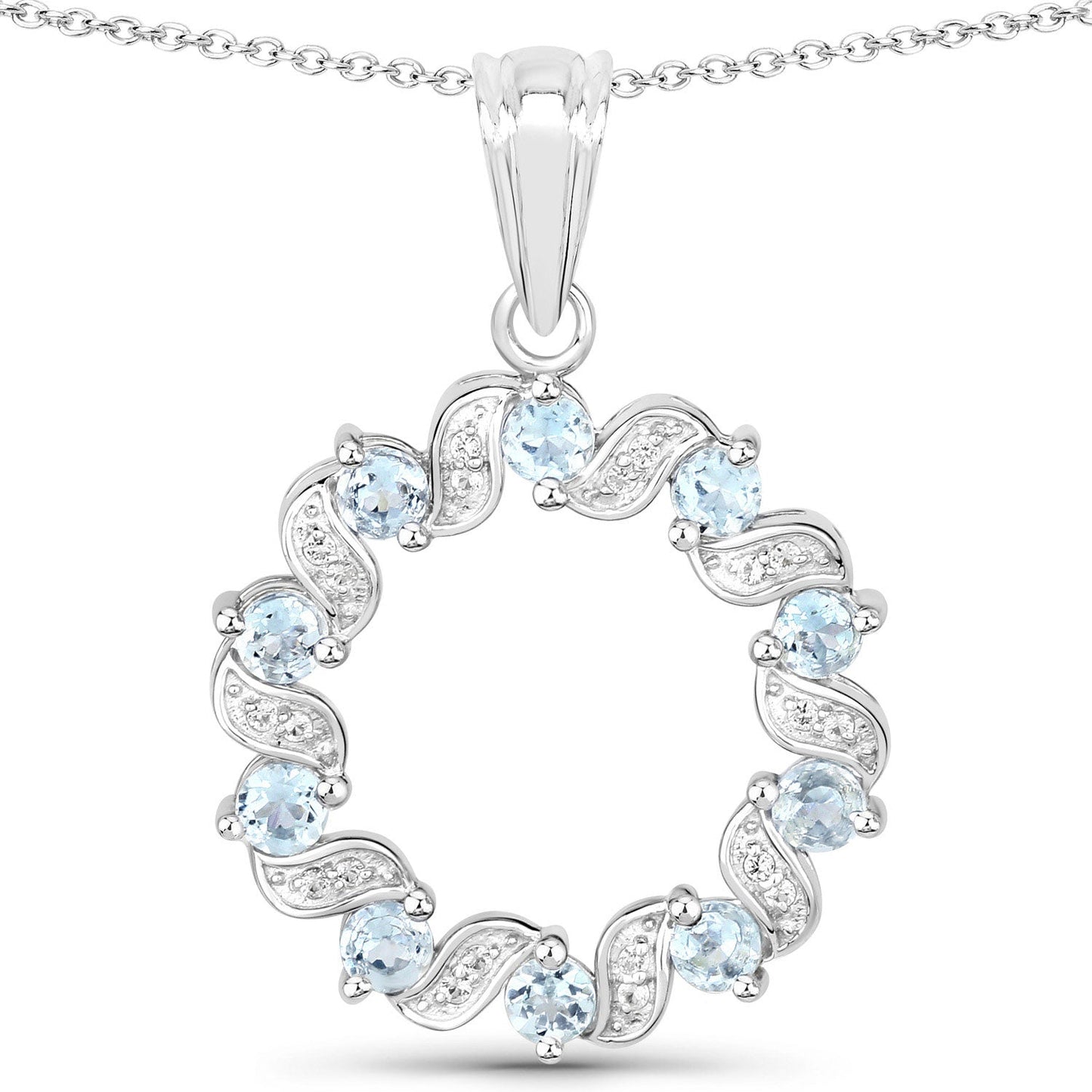 1,10 Karat echter Aquamarin und weißer Topas, Anhänger aus 925er Sterlingsilber