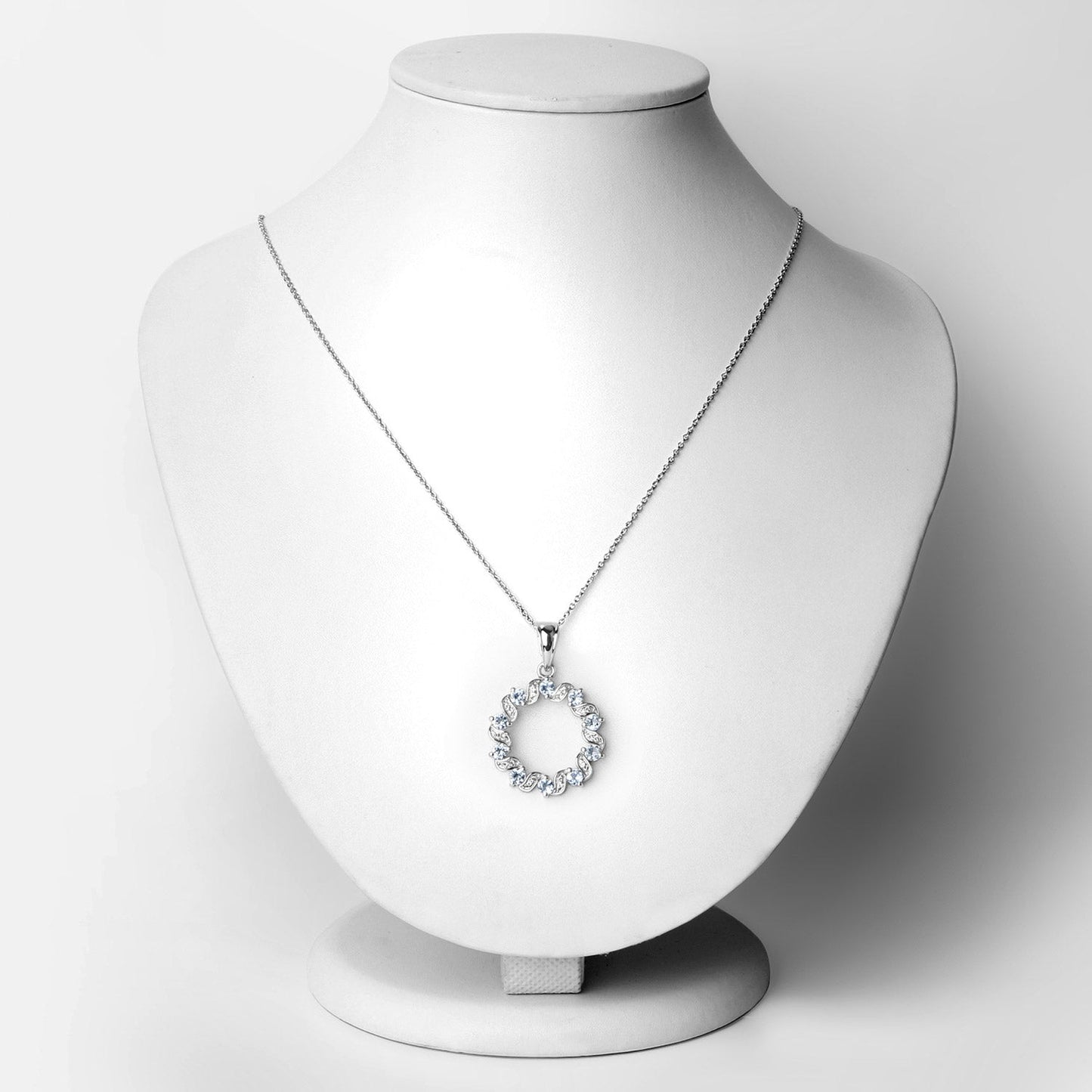 1,10 Karat echter Aquamarin und weißer Topas, Anhänger aus 925er Sterlingsilber