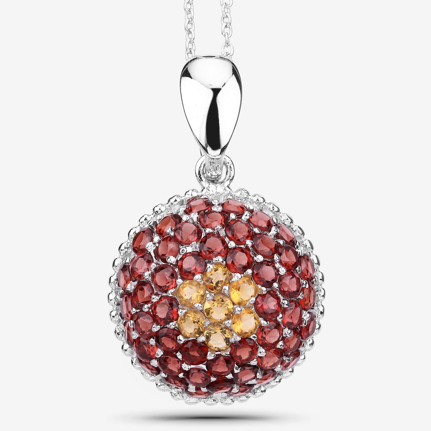 4,57 Karat echter Citrin- und Granat-Anhänger aus 925er Sterlingsilber