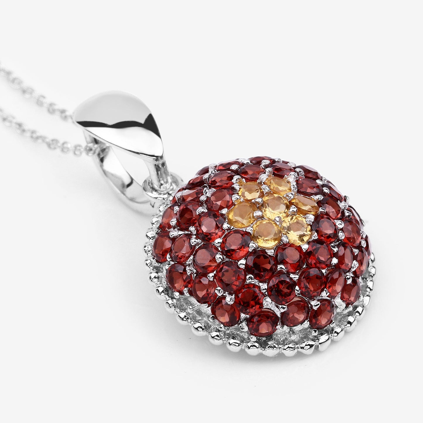 4,57 Karat echter Citrin- und Granat-Anhänger aus 925er Sterlingsilber