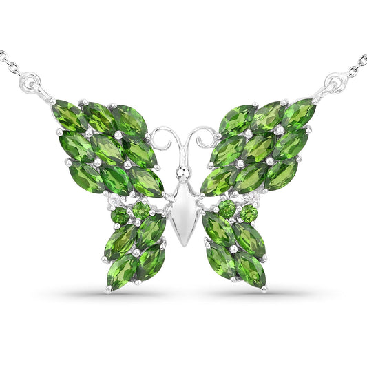 4,88 Karat echter Chromdiopsid und weißer Topas, Anhänger aus 925er Sterlingsilber