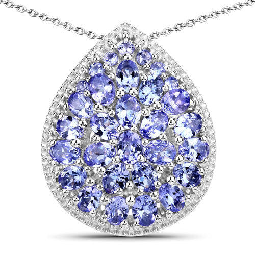 4,16 Karat Echter Tansanit .925 Sterlingsilber Anhänger