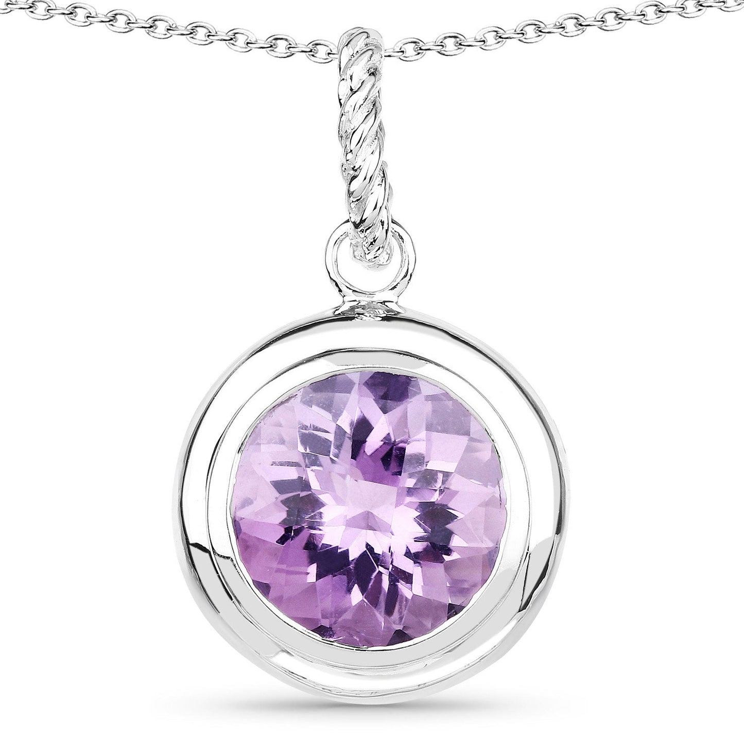 8.00 Karat echter Amethyst .925 Sterlingsilber-Anhänger