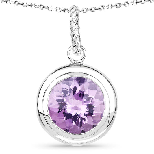 8.00 Karat echter Amethyst .925 Sterlingsilber-Anhänger