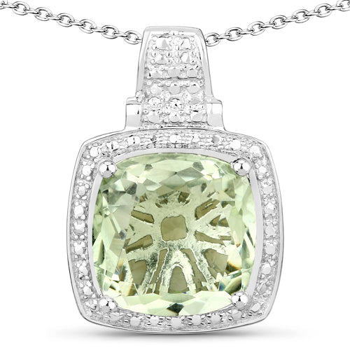 5,50 Karat echter grüner Amethyst Anhänger aus 925er Sterlingsilber