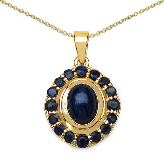 3.02 Karat echter blauer Saphir .925 Sterling Silber Anhänger
