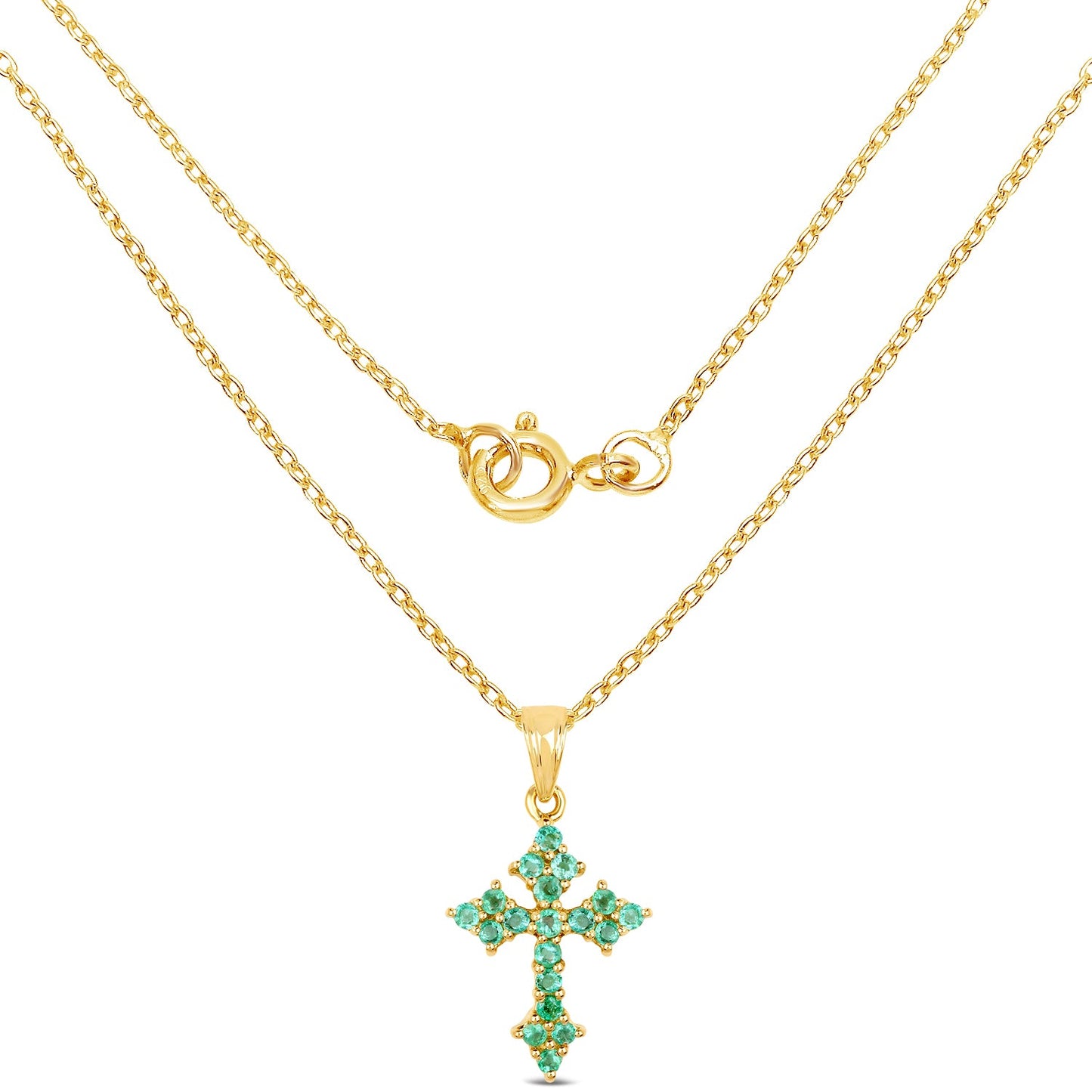 Vergoldeter Anhänger aus 925er Sterlingsilber mit echtem Sambia-Smaragd (1,05 Karat), 14K Goldauflage