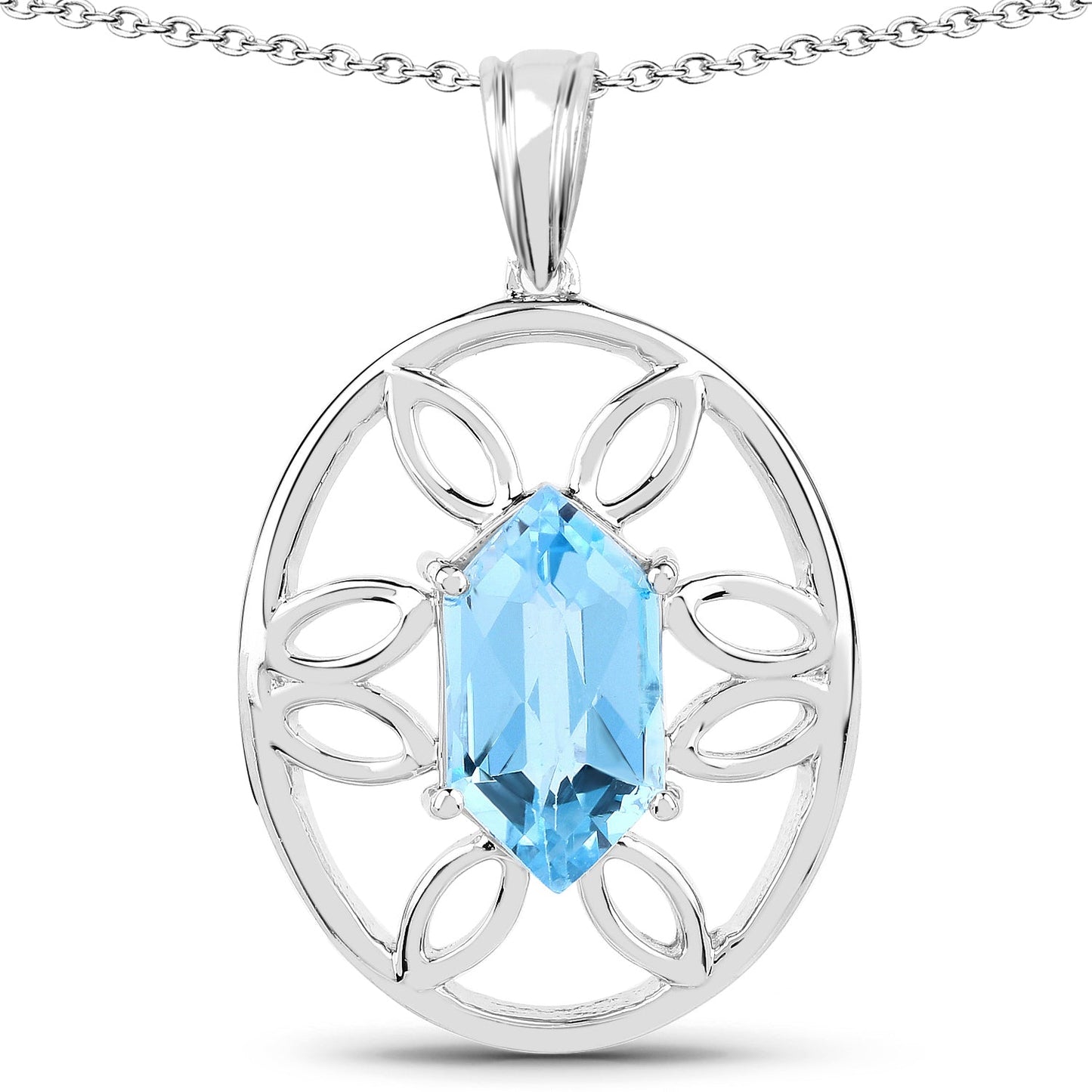 6,17 Karat Echter Swiss Blue Topas Anhänger aus 925er Sterlingsilber