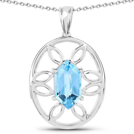 6,17 Karat Echter Swiss Blue Topas Anhänger aus 925er Sterlingsilber