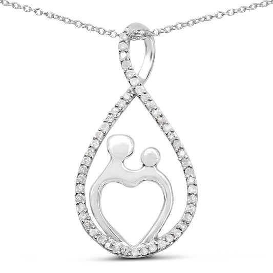 0,34 Karat echter weißer Diamant .925 Sterlingsilber Anhänger