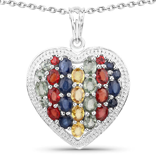 4.40 Karat echter Multistein .925 Sterling Silber Anhänger