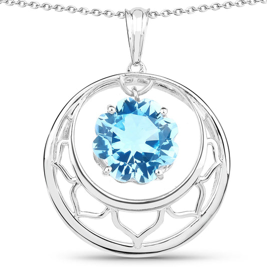 8,75 Karat echter schweizer Blautopas Anhänger aus 925er Sterling Silber
