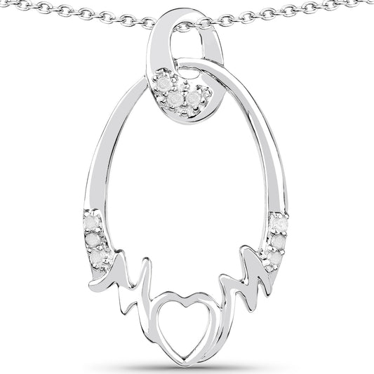 0,14 Karat echter weißer Diamant, Anhänger aus 925er Sterlingsilber