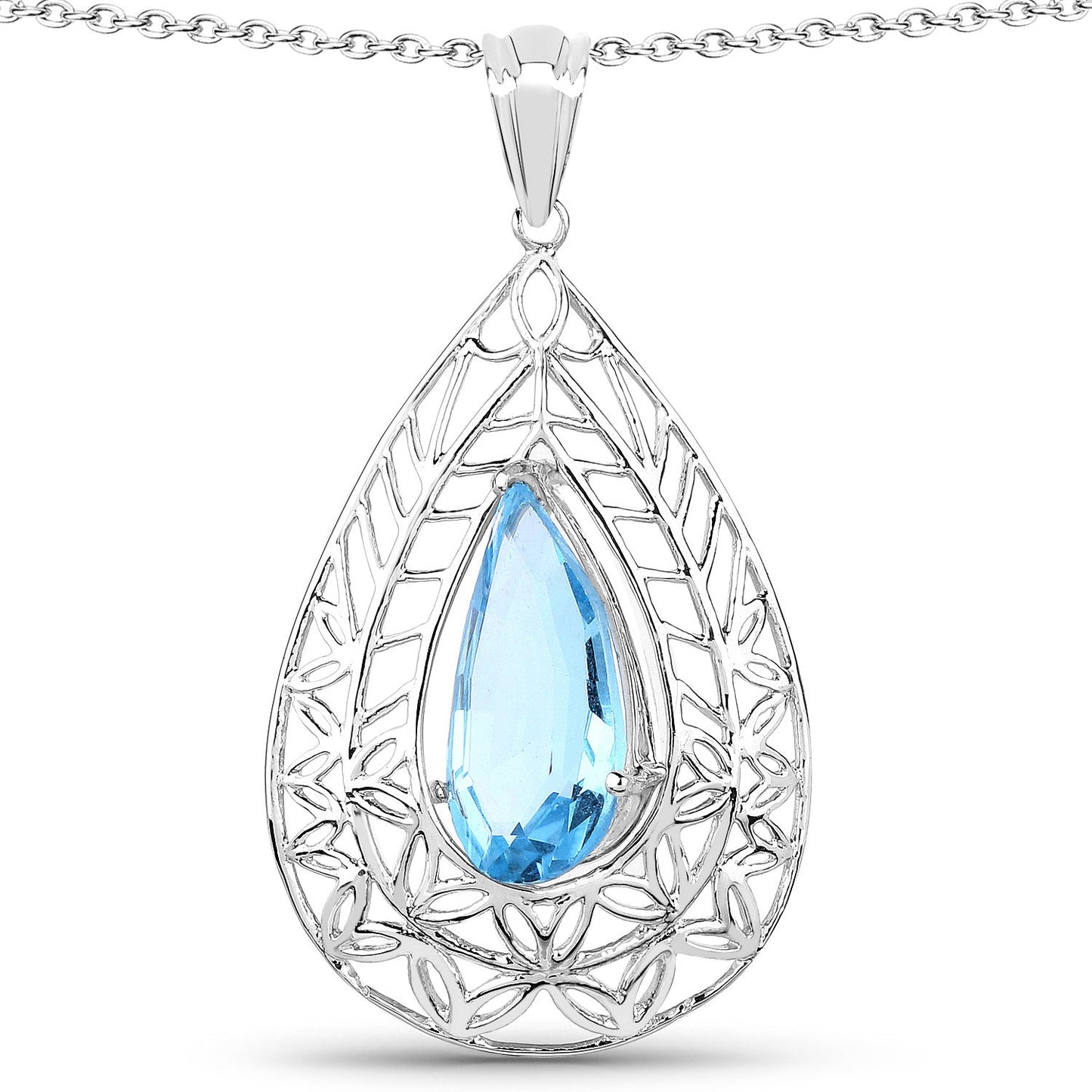7,20 Karat echter Swiss Blue Topas 925er Sterlingsilber-Anhänger