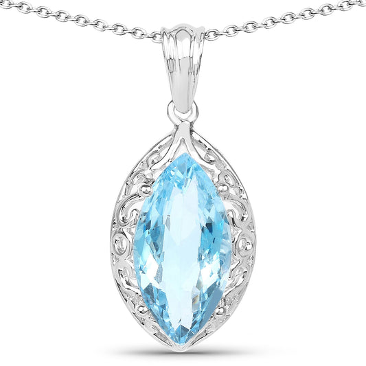 8,22 Karat echter Schweizer Blautopas-Anhänger aus 925er Sterlingsilber