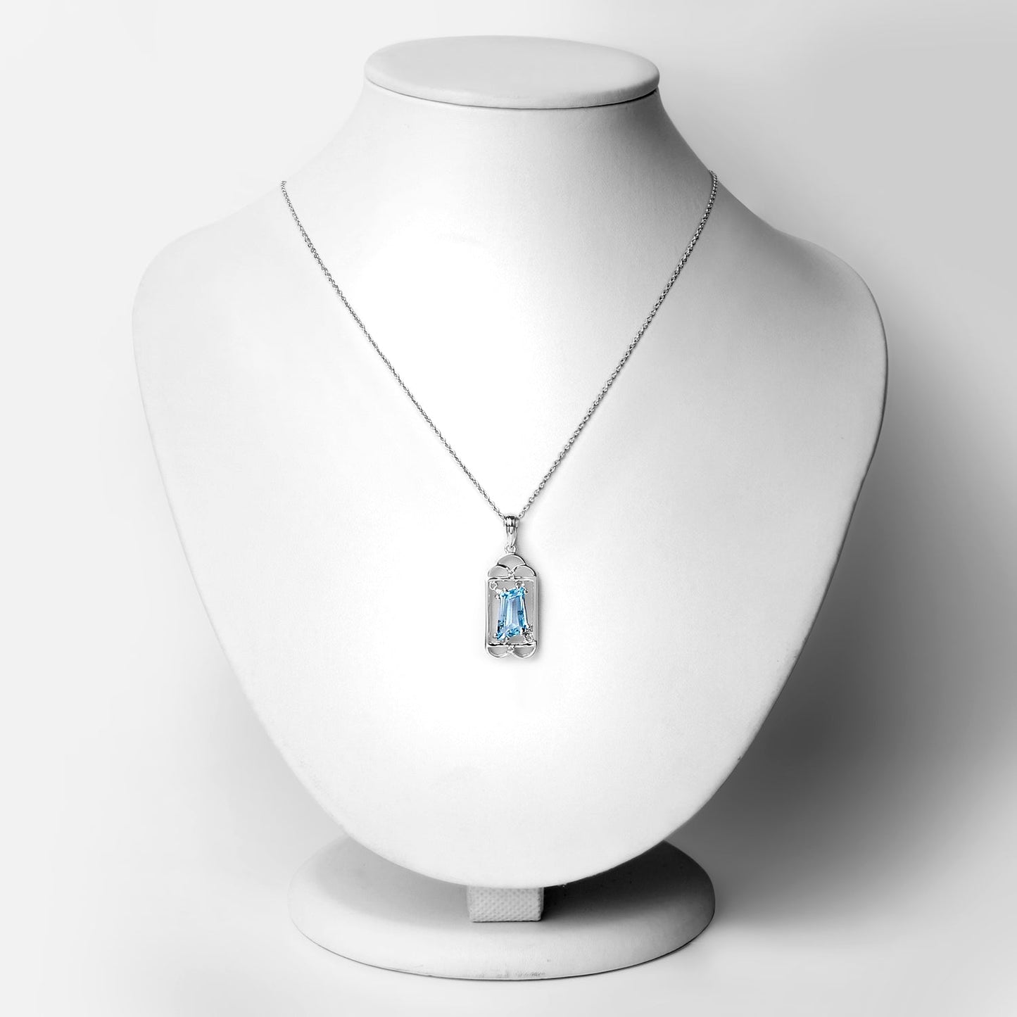 Pendentif en argent sterling 925 avec topaze bleue suisse véritable et topaze blanche de 4,57 carats