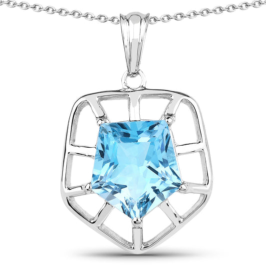 7,60 Karat echter Blautopas .925 Sterlingsilber Anhänger