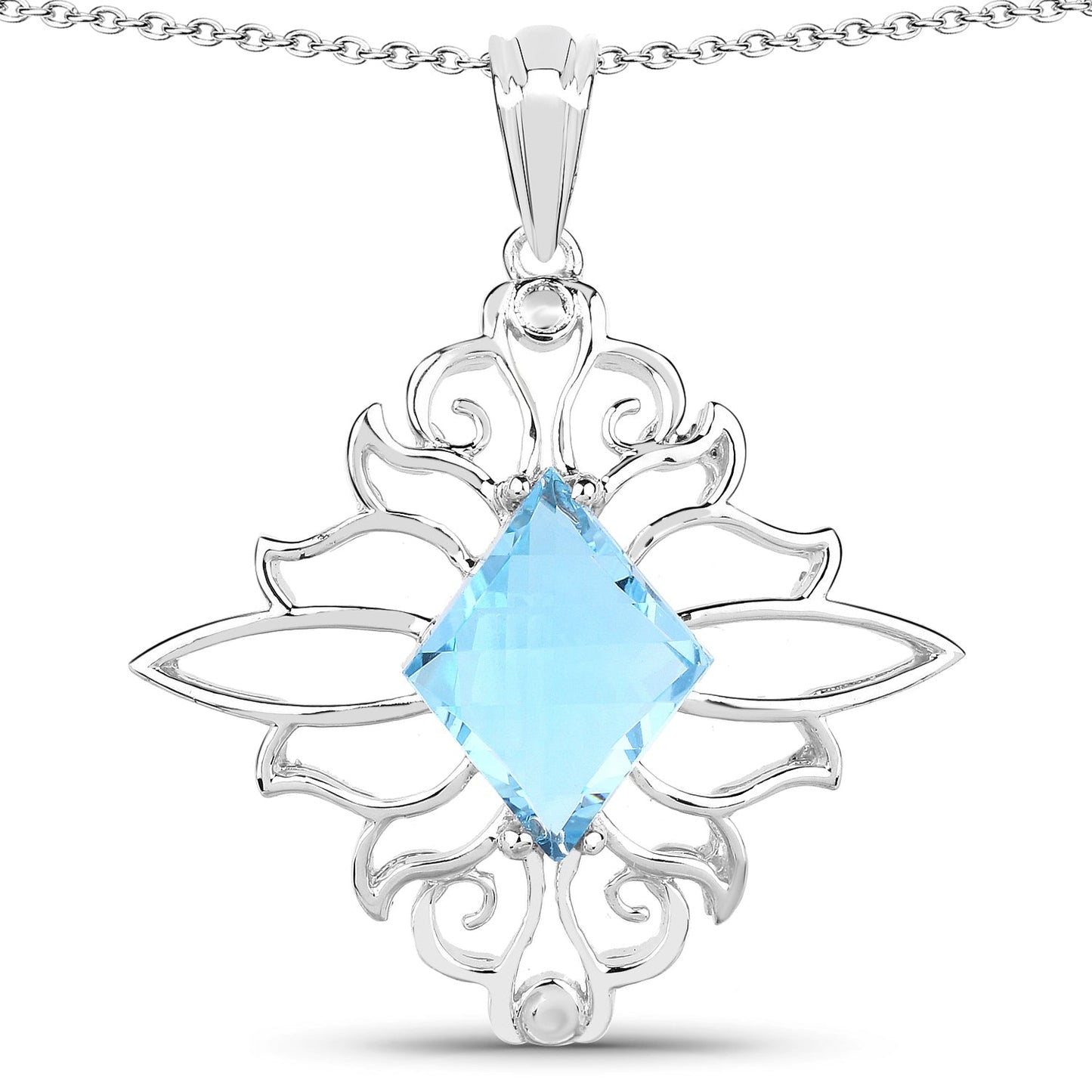 5.15 Karat echter Schweizer Blautopas .925 Sterling Silber Anhänger