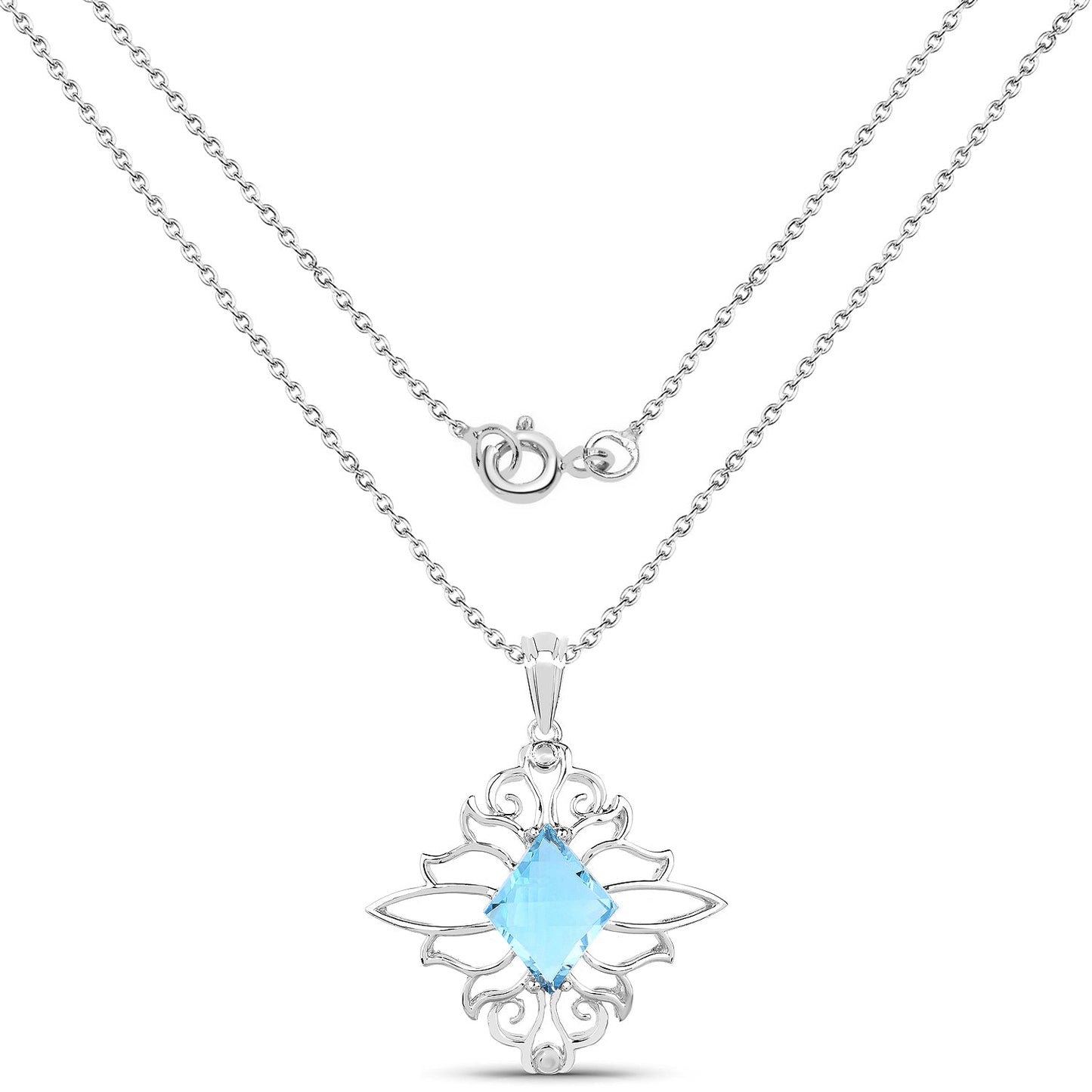 5.15 Karat echter Schweizer Blautopas .925 Sterling Silber Anhänger