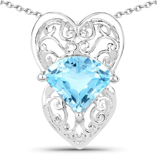 4,65 Karat echter Schweizer Blautopas-Anhänger aus 925er Sterlingsilber