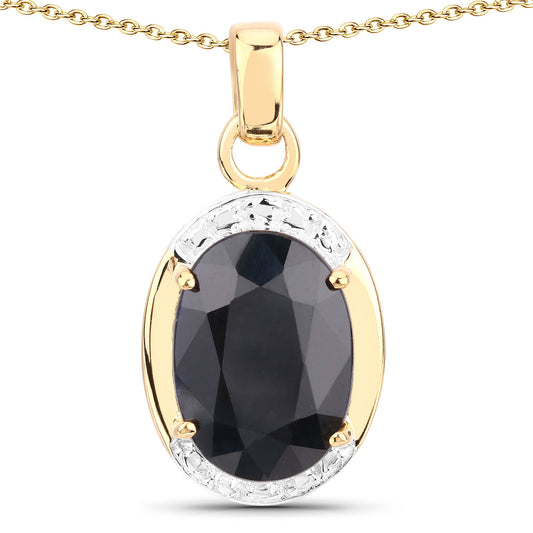 7,50 Karat echter schwarzer Saphir-Anhänger aus 925er Sterlingsilber