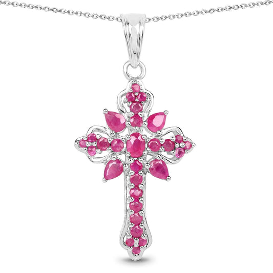 1.85 Carat Genuine Ruby Sterling Silver Pendant