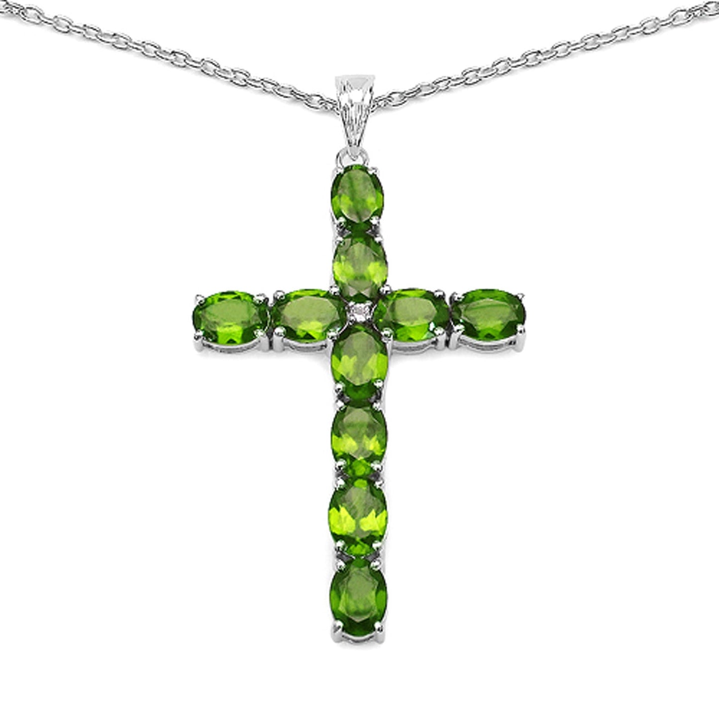 Pendentif en argent sterling 925 avec péridot véritable et topaze blanche de 8,32 carats