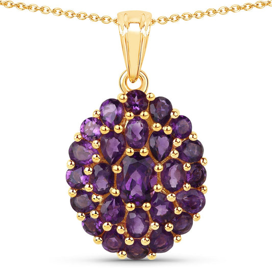 4,04 Karat echter Amethyst 925er Sterlingsilber-Anhänger