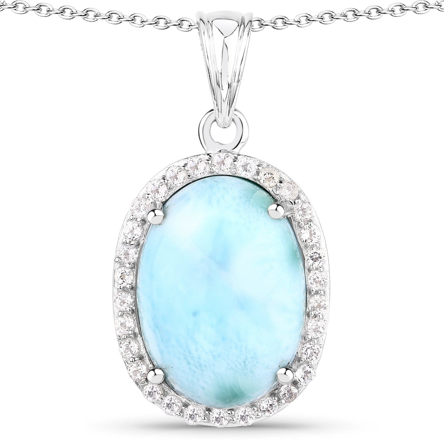 13,55 Karat echter Larimar- und Weißtopas-Anhänger aus 925er Sterlingsilber