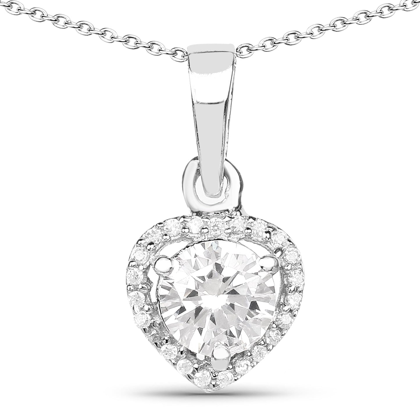 Pendentif en argent sterling 925 avec oxyde de zirconium blanc véritable de 1,52 carat