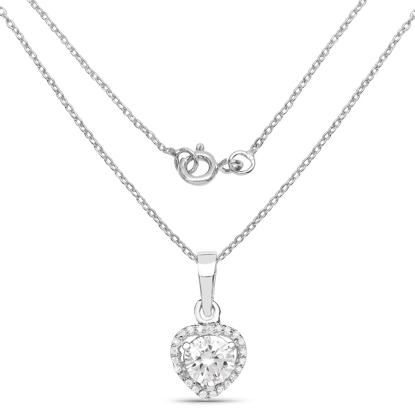 Pendentif en argent sterling 925 avec oxyde de zirconium blanc véritable de 1,52 carat