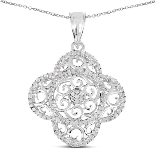 0,57 Karat echter weißer Diamant .925 Sterling Silber Anhänger