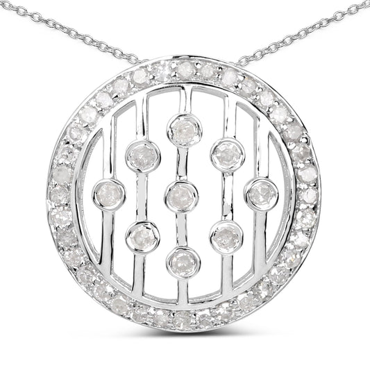 0,53 Karat echter weißer Diamant .925 Sterlingsilber Anhänger