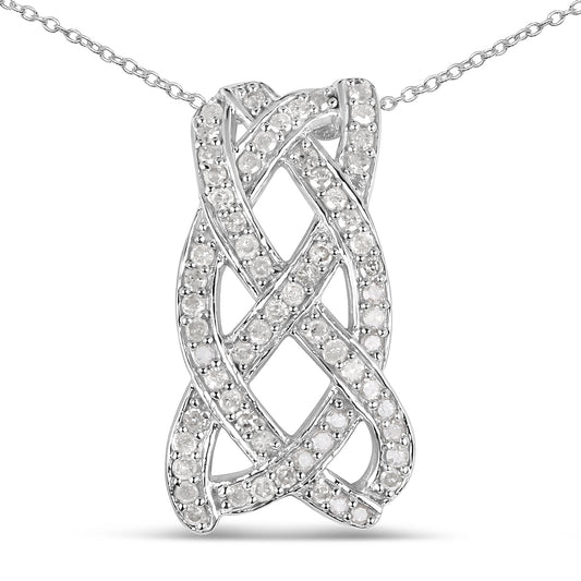 0.54 Karat echter weißer Diamant .925 Sterlingsilber-Anhänger