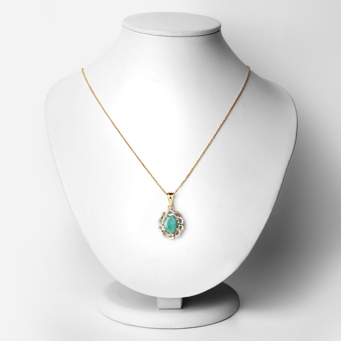 2.78 Karat echter Smaragd und weißer Topas .925 Sterling Silber Anhänger